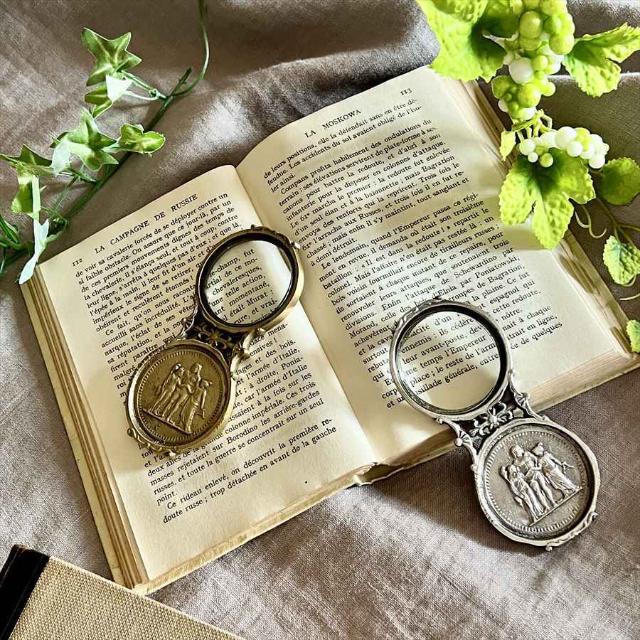 虫メガネ 真鍮×ガラス ルーペ ゴールド シルバー