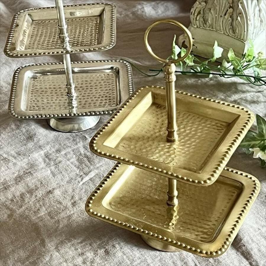 スクエアトレイ 2段式 ゴールド シルバー