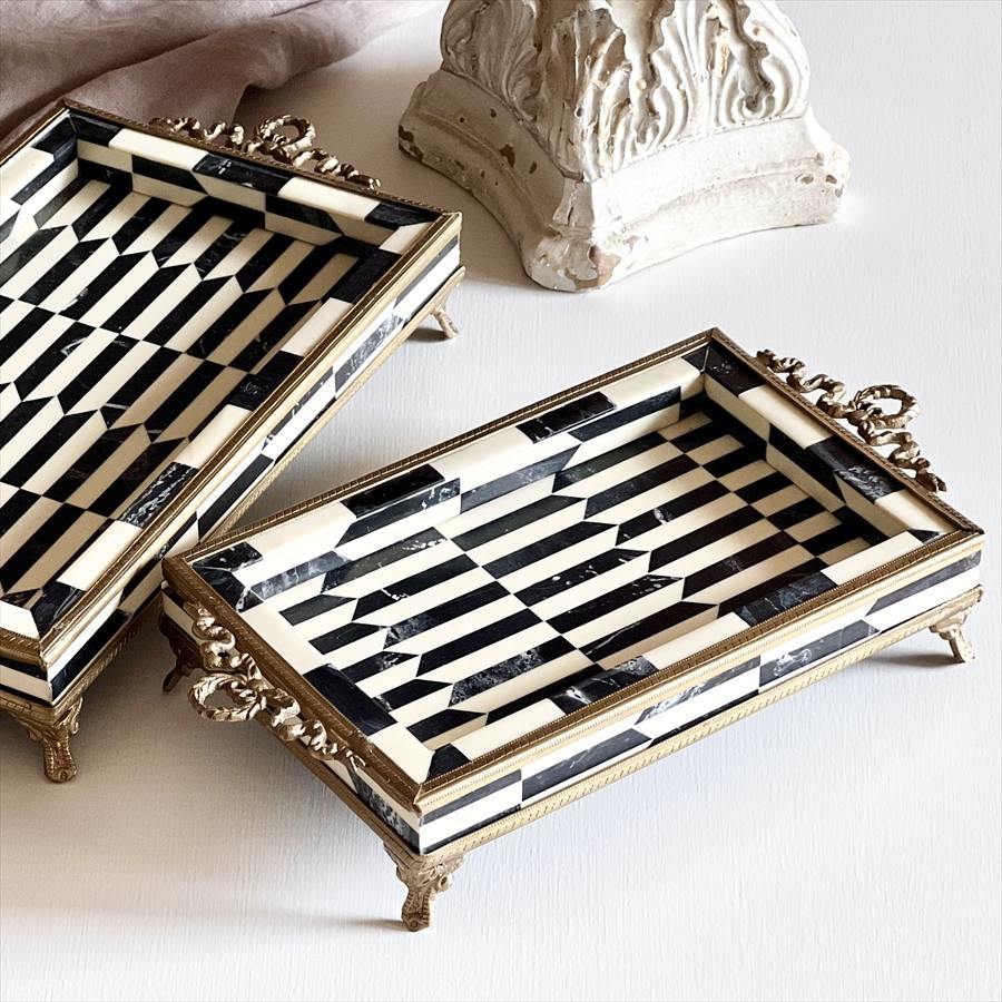 トレイ 2枚セット モノトーン柄 