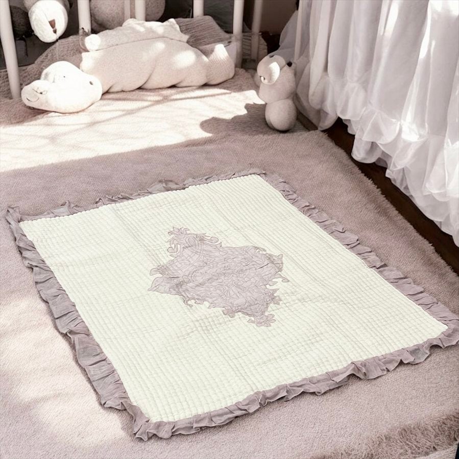 フリル付き コットンマット 110×85cm