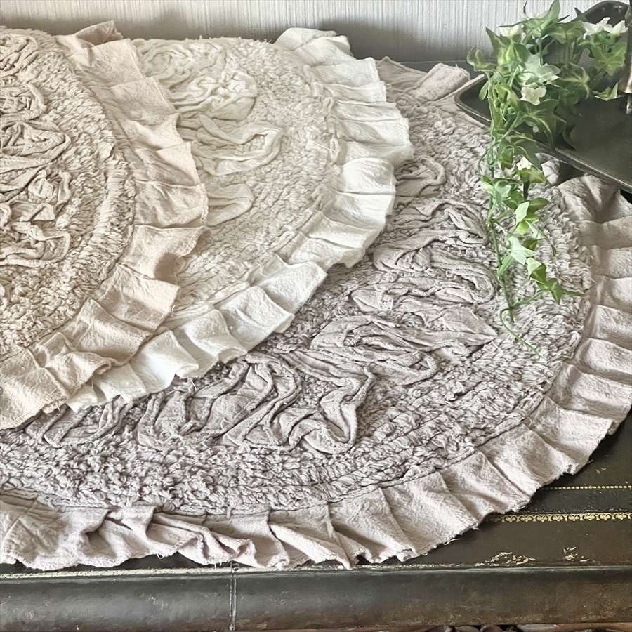 コットン100％ フリル付きマット 3色展開 50×80cm バスマット ベージュ グレー ホワイト