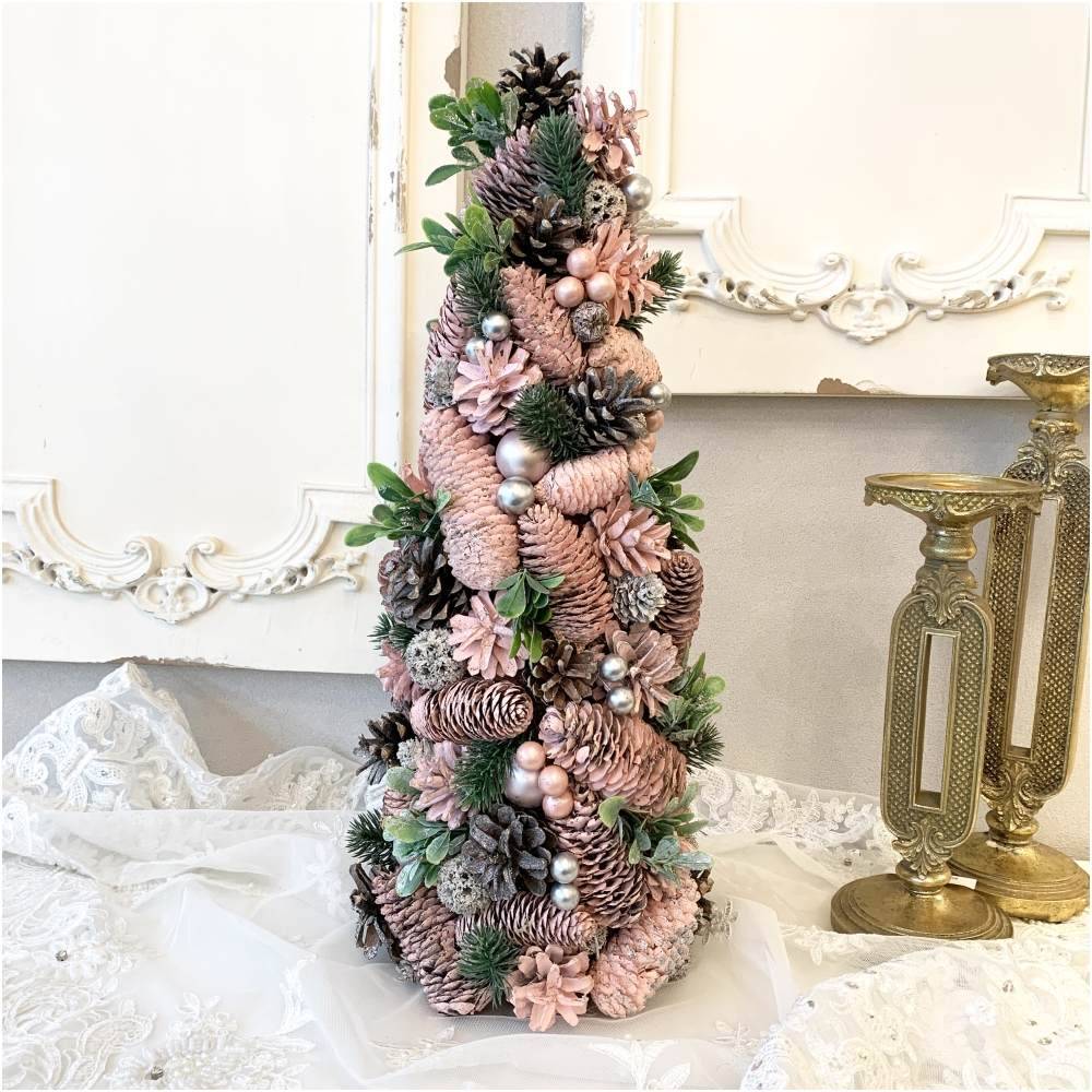 クリスマスツリー オーナメント  Sサイズ ピンク 直径約19cm 高さ43cm 