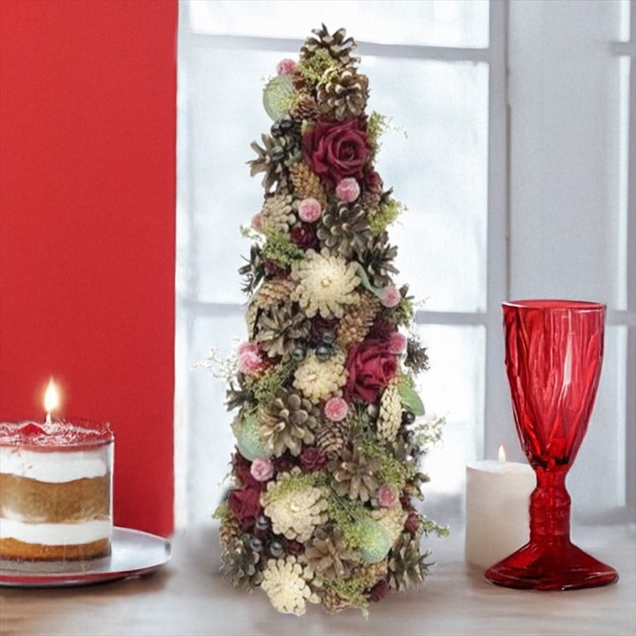 クリスマスツリー オーナメント Sサイズ ローズ 直径約18cm 高さ41cm