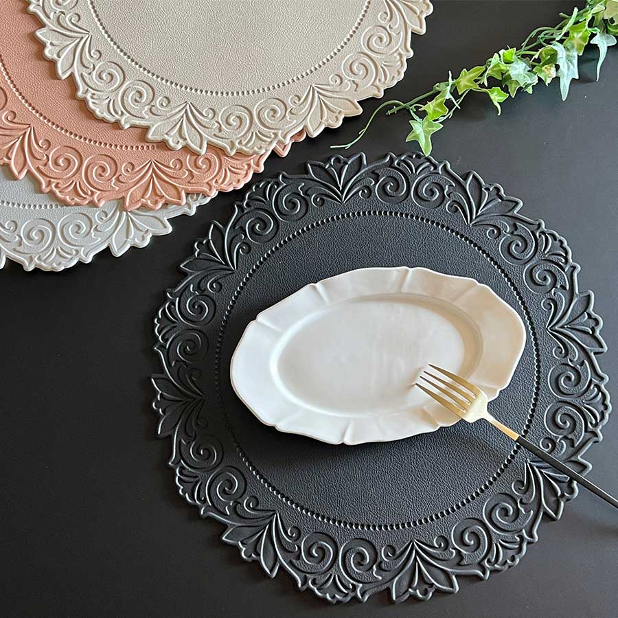 4色展開 エレガントラウンド プレースマット ランチョンマット