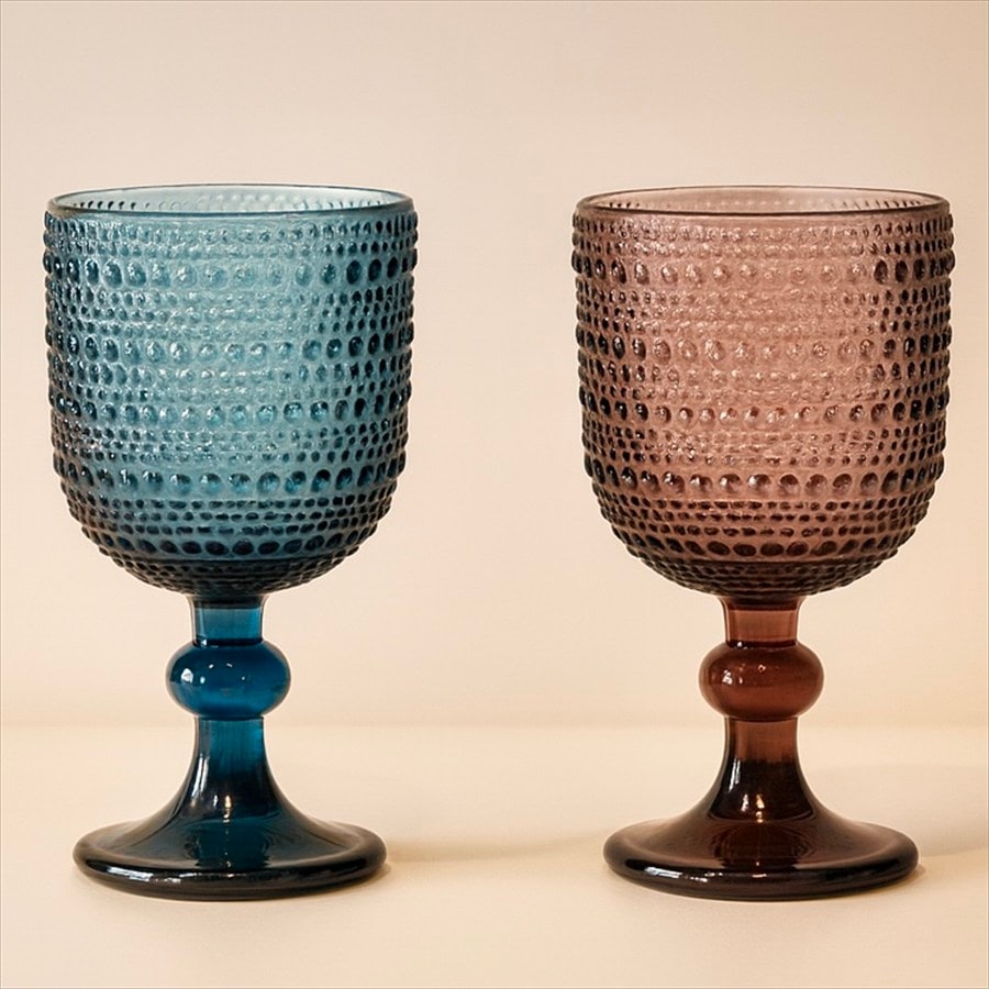 エンボスガラス ゴブレット 高さ14.5cm