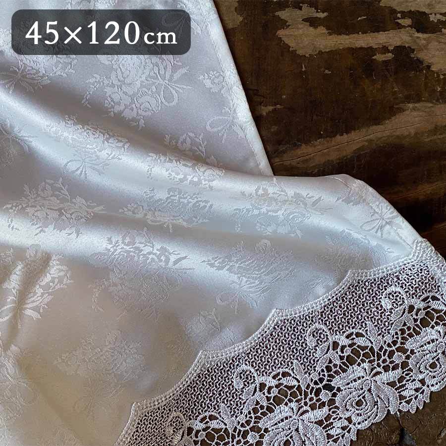 カフェカーテン 高さ45x幅120cm ホワイト white rose bouquet