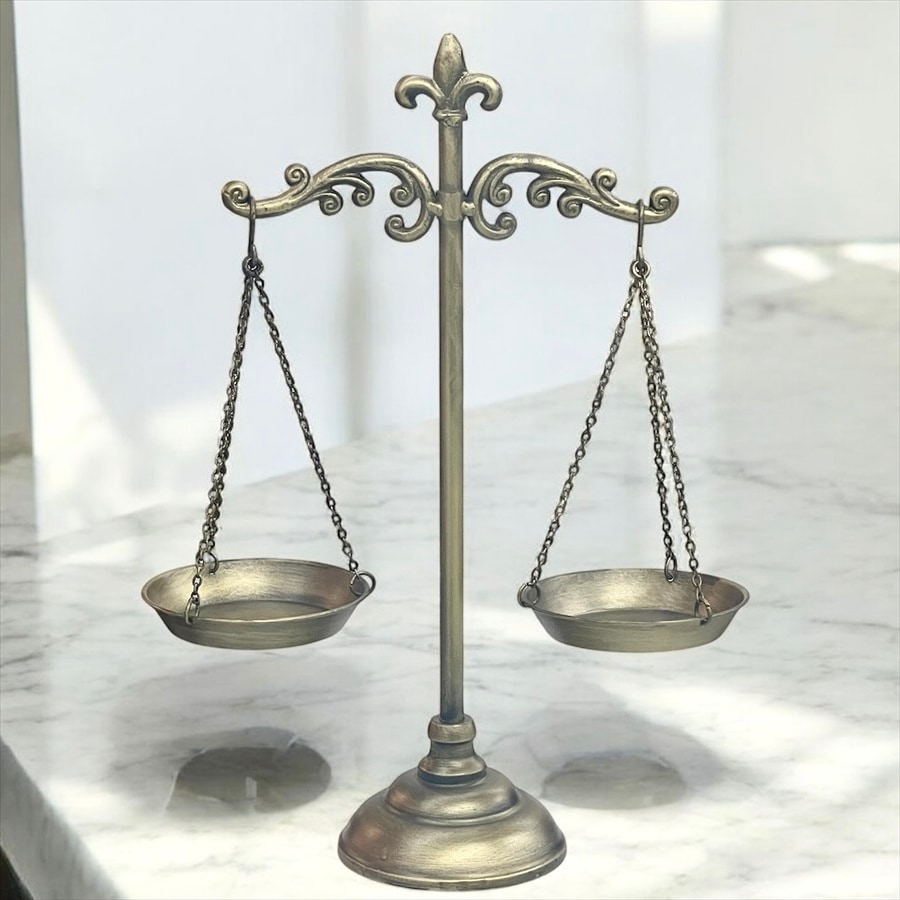スケール 天秤型 オブジェ ブロンズ調 高さ46cm