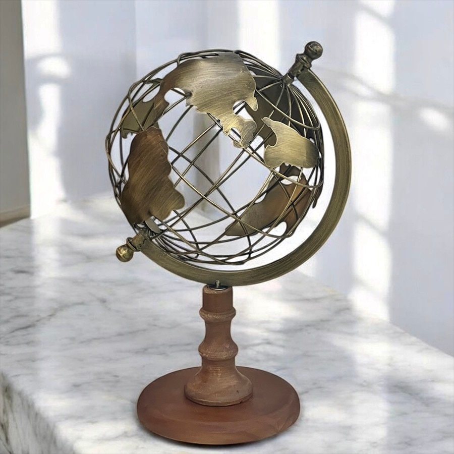 地球儀 置物 高さ36.5cm ブロンズ調仕上げ