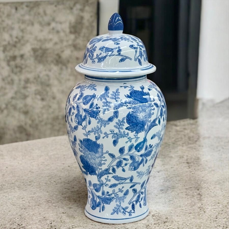 シノワズリ 花瓶 磁器 高さ49cm 蓋付き