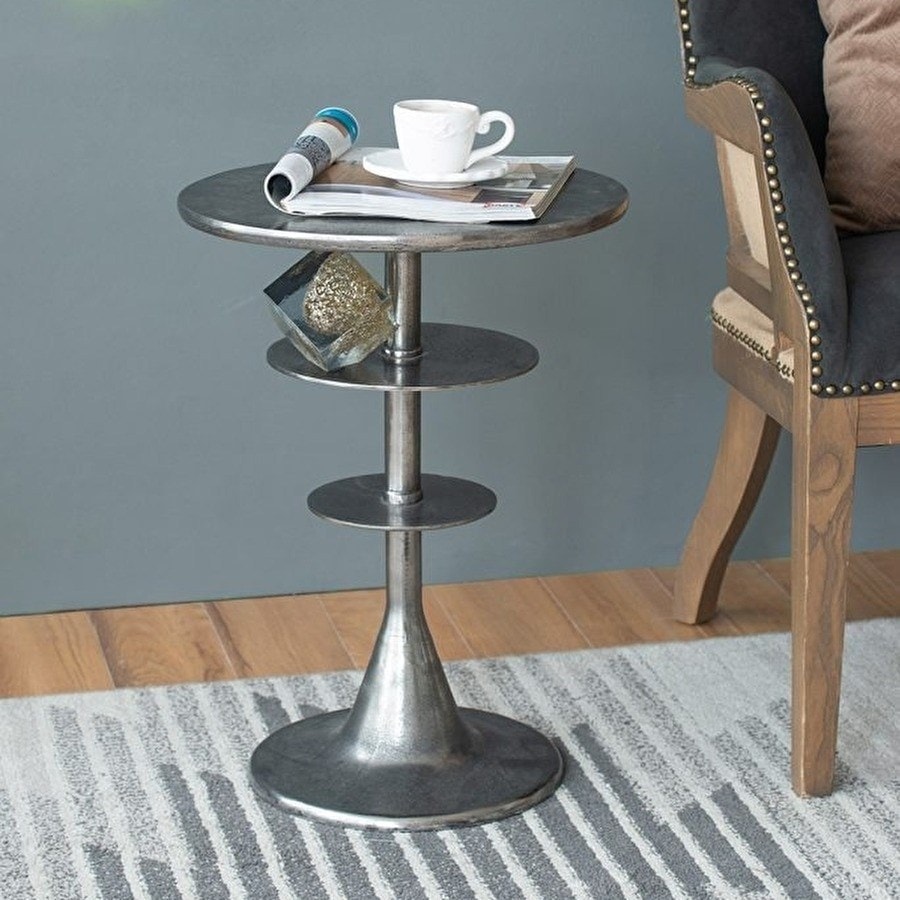 サイドテーブル アルミニウム 丸型 直径39cm 高さ55cm