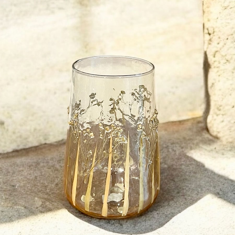 ボタニカル フラワーベース ガラス花瓶 花器 高さ17.5cm