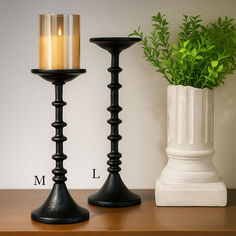 2サイズ展開 スタイリッシュなアイアン製 キャンドルホルダー  L 