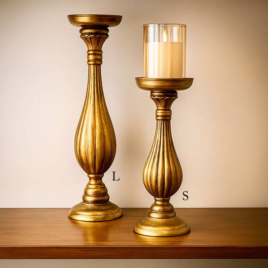 2サイズ展開 ゴールド キャンドルホルダー クラシカルデザイン S
