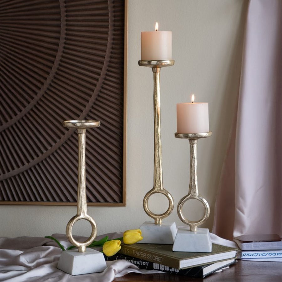 マーブルベース エレガントリング キャンドルホルダー 3SET ゴールド