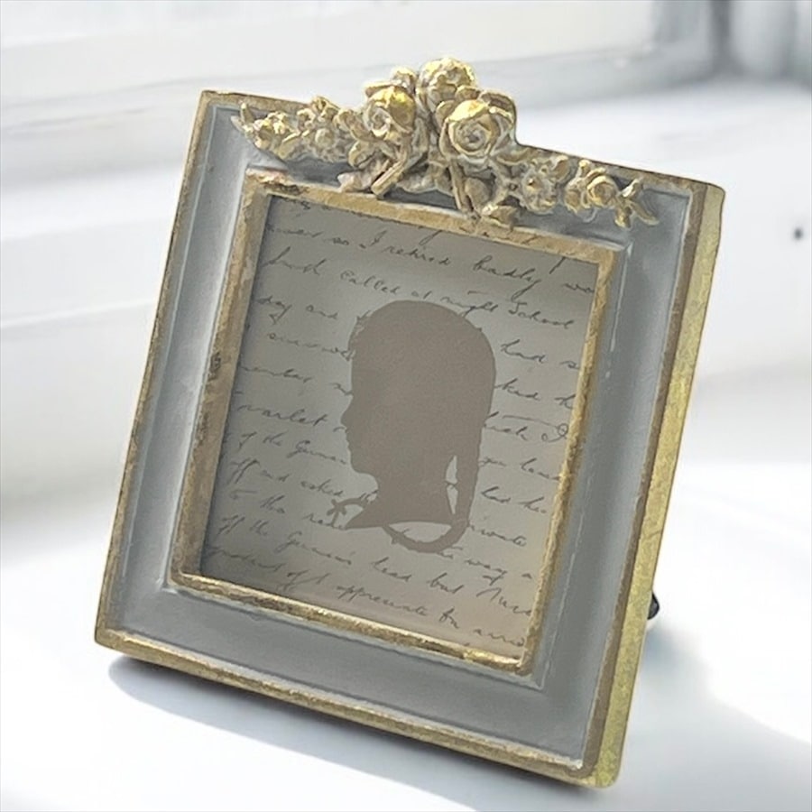 ミニローズフレーム 写真立て グレー 正方形 