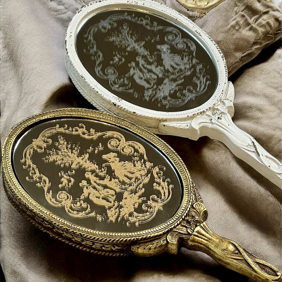 アンティークエッチング風 ハンドミラー