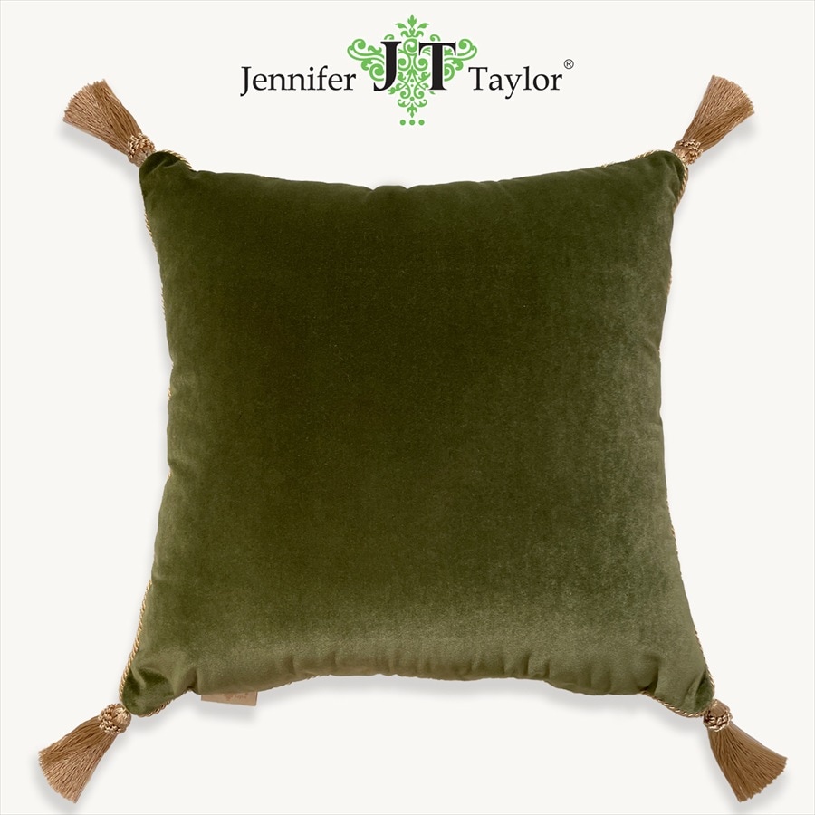 ジェニファーテイラー クッション 45×45cm ベロア グリーン ベルベット Jennifer Taylor  33260CU