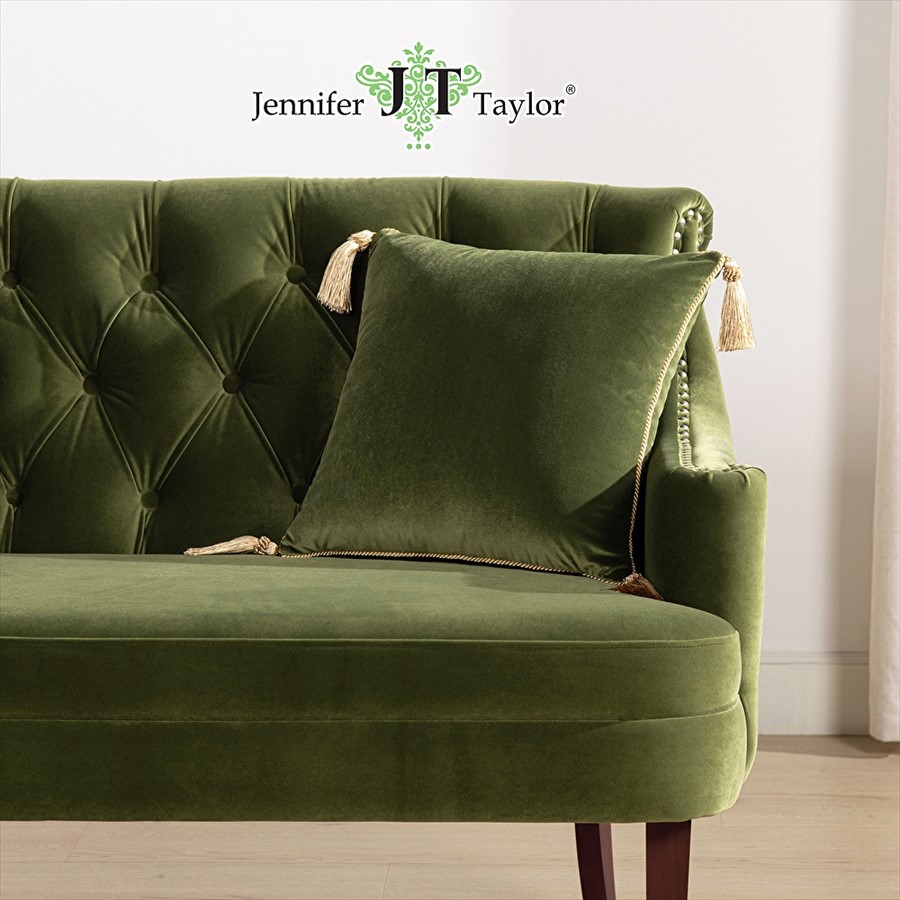 ジェニファーテイラー クッション 45×45cm ベロア グリーン ベルベット Jennifer Taylor  33260CU