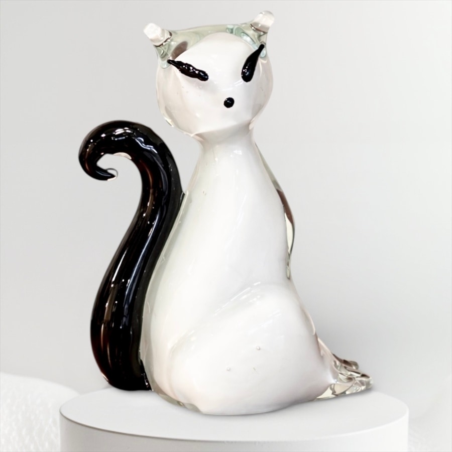 ガラス ネコ 置物  高さ17.5cm 猫