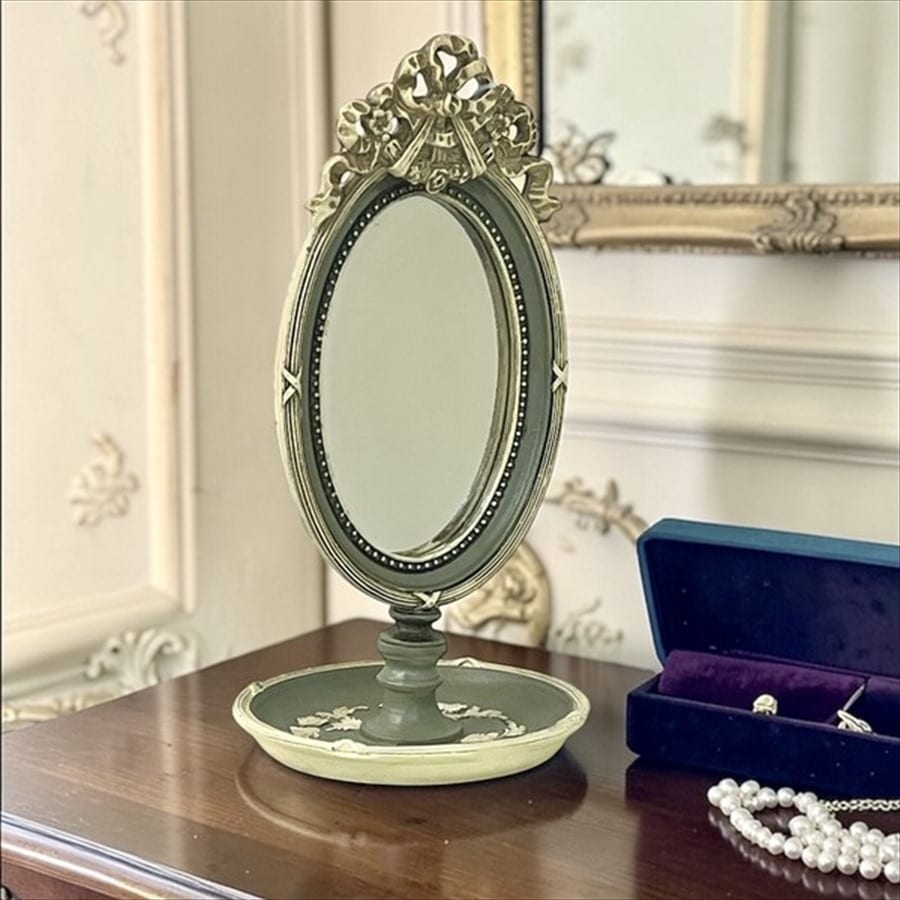 スタンドミラー オーバル 高さ17.5cm