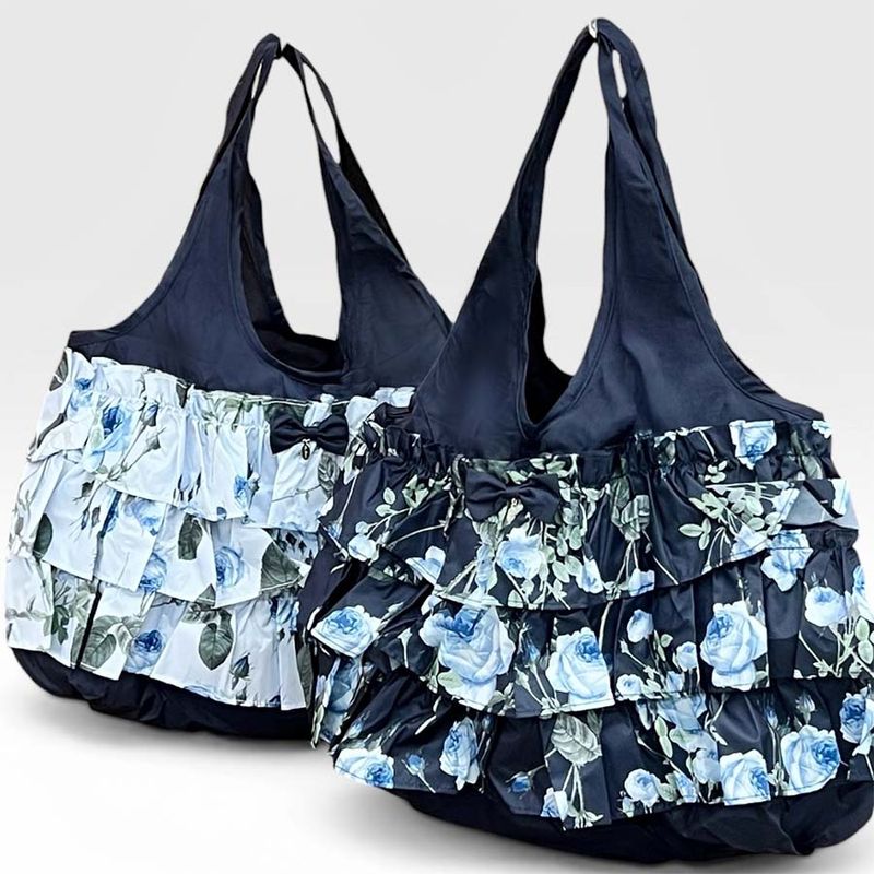 ルドゥーテ フリルエコバッグ ブルーローズ