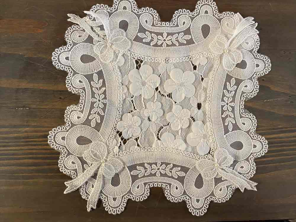 floral ribbon テーブルセンター 40x40cm