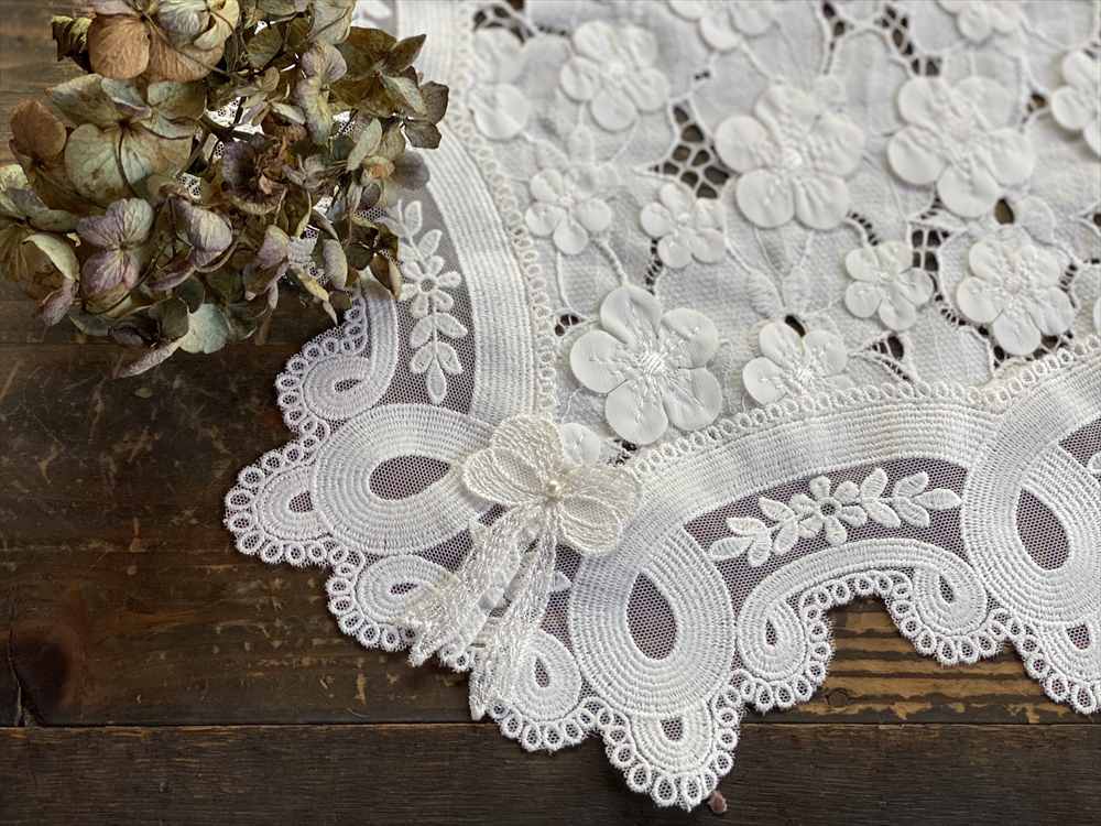 floral ribbon テーブルセンター 40x40cm