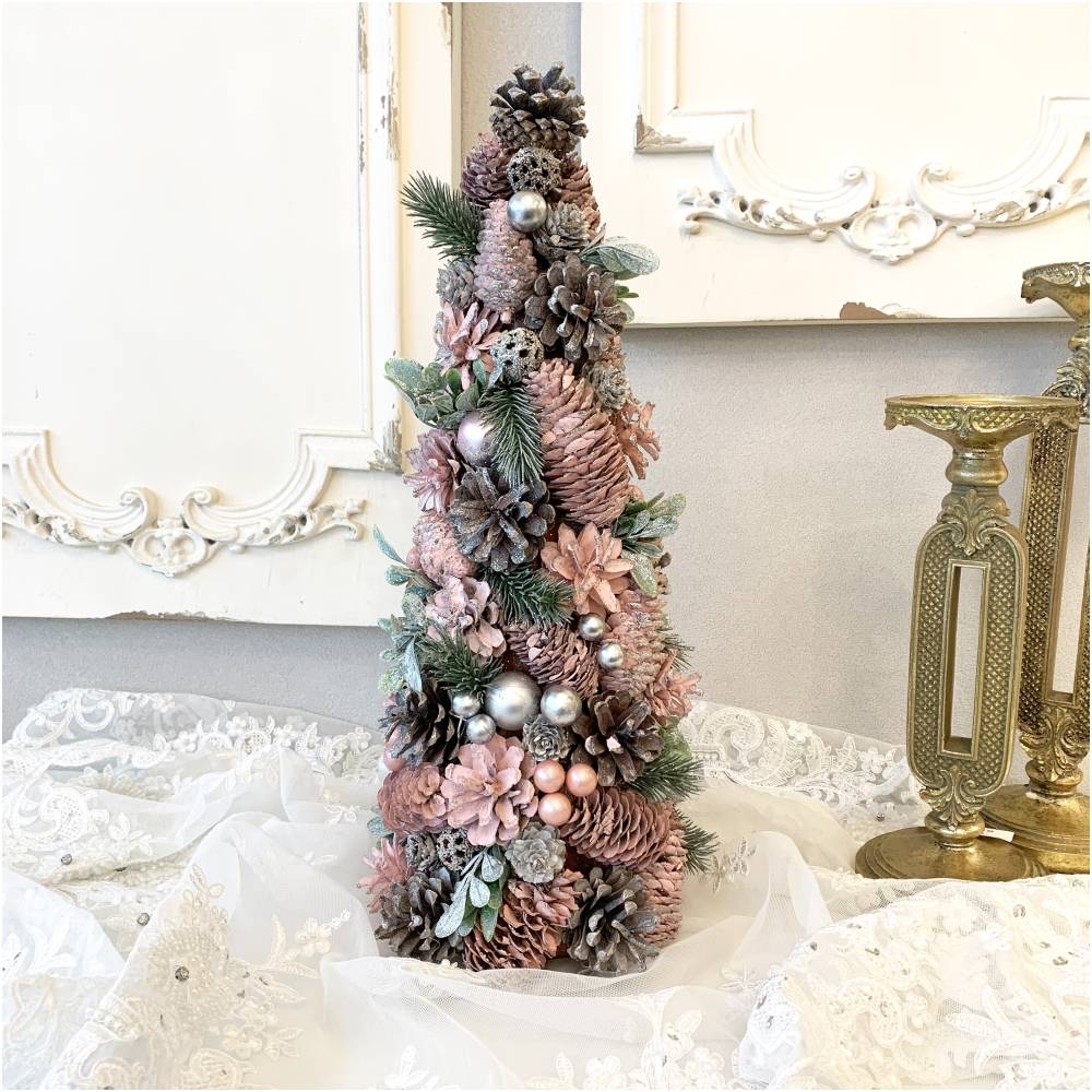 クリスマスツリー オーナメント Lサイズ ピンク 直径約20cm 高さ51cm 