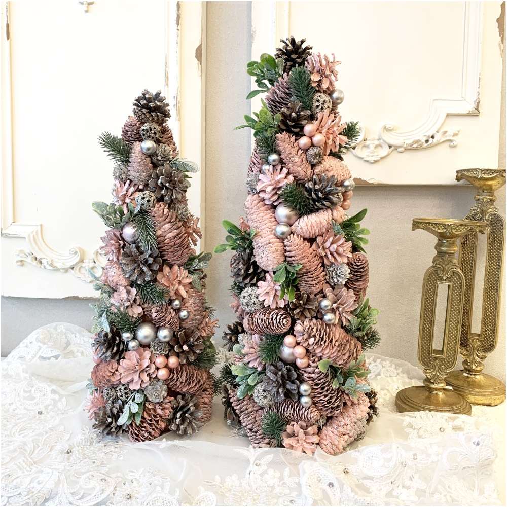 クリスマスツリー オーナメント Lサイズ ピンク 直径約20cm 高さ51cm 