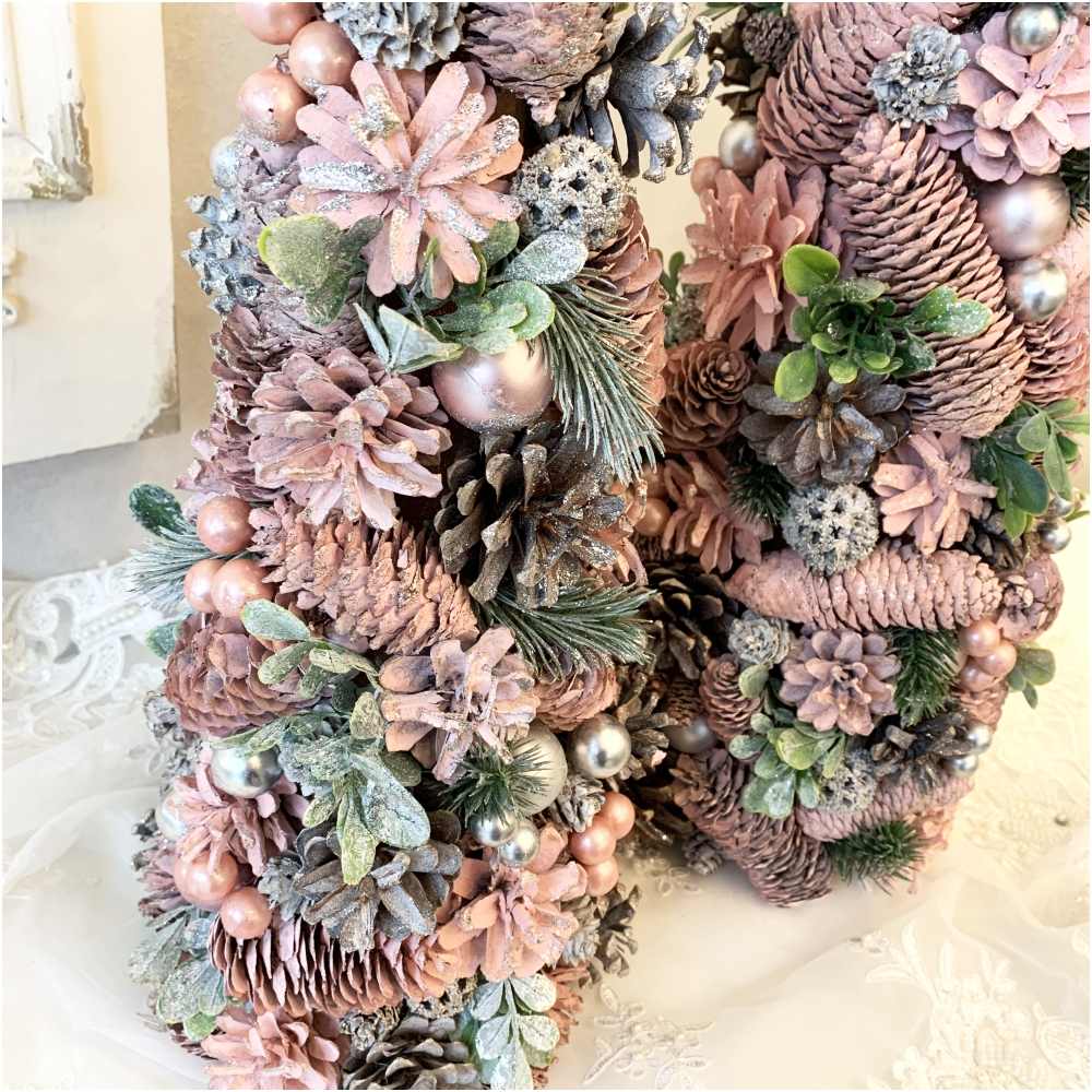 クリスマスツリー オーナメント Lサイズ ピンク 直径約20cm 高さ51cm 