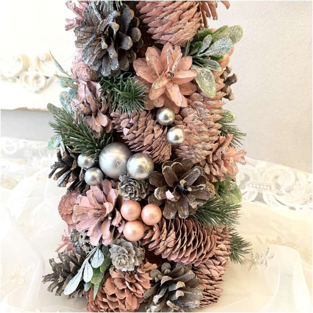 クリスマスツリー オーナメント Lサイズ ピンク 直径約20cm 高さ51cm 