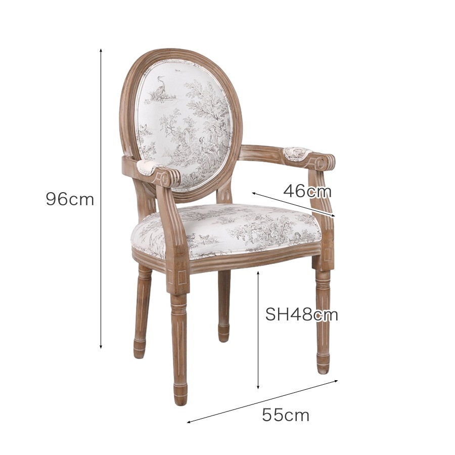 クラシックスタイル アームチェア トワルドジュイ