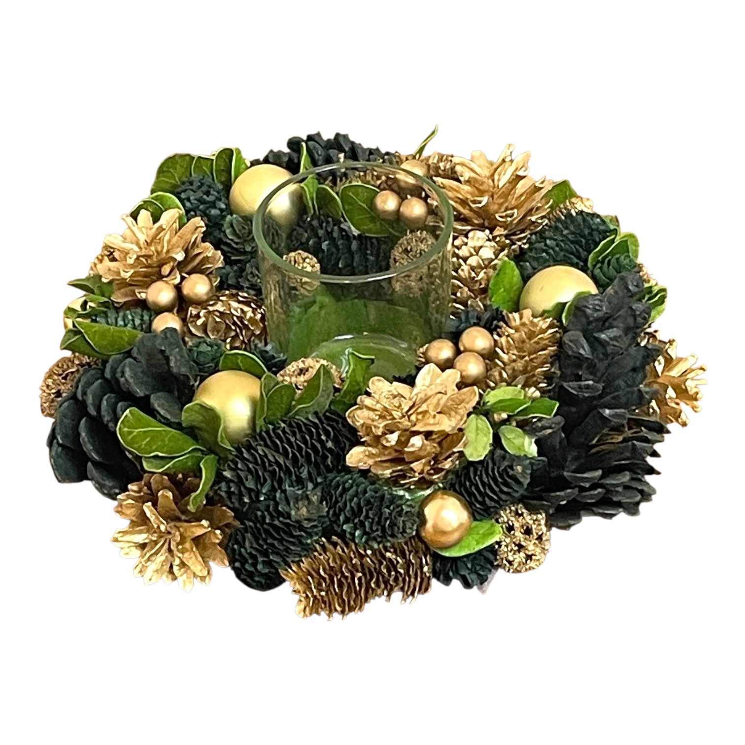 クリスマス キャンドルホルダー リース型 ゴールド