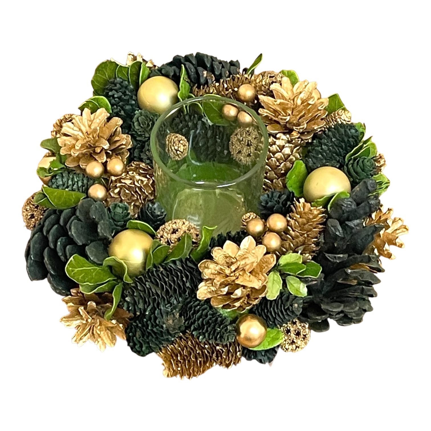 クリスマス キャンドルホルダー リース型 ゴールド