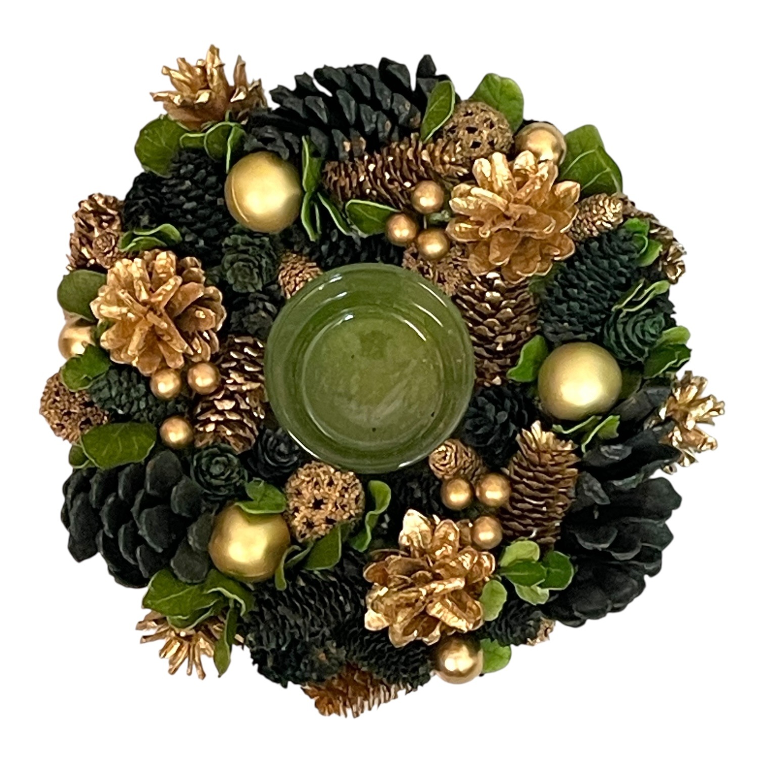 クリスマス キャンドルホルダー リース型 ゴールド