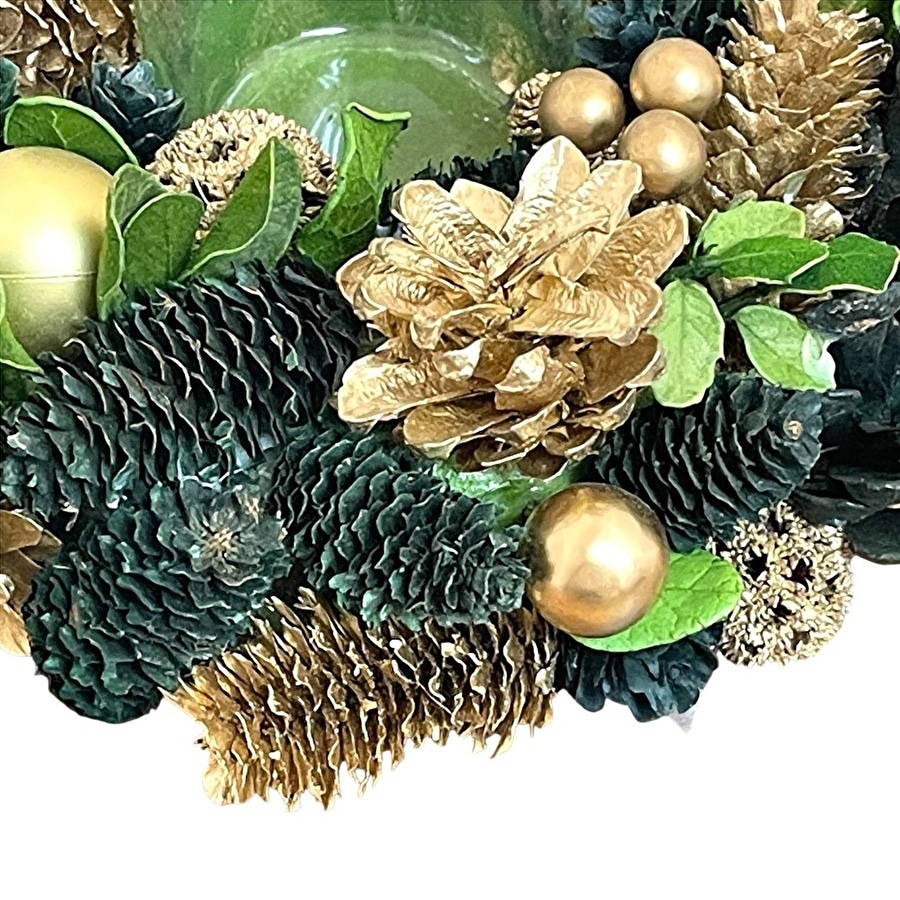 クリスマス キャンドルホルダー リース型 ゴールド