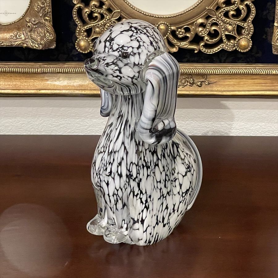 ガラス ドック 置物 高さ18cm 犬