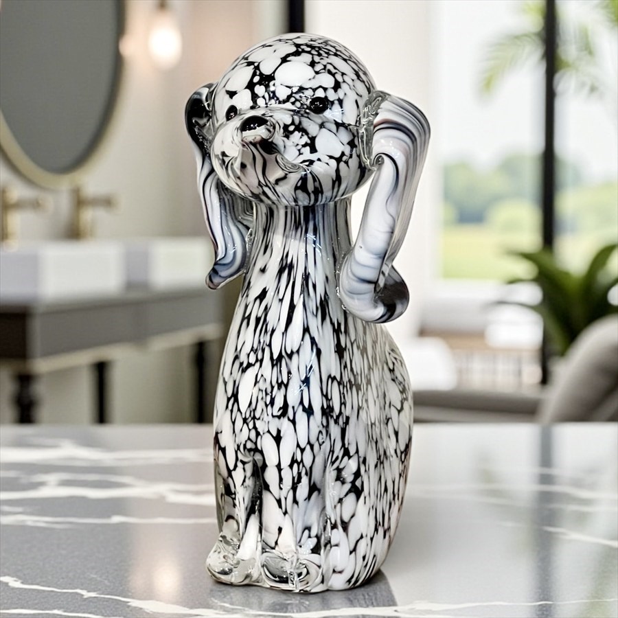 ガラス ドック 置物 高さ18cm 犬