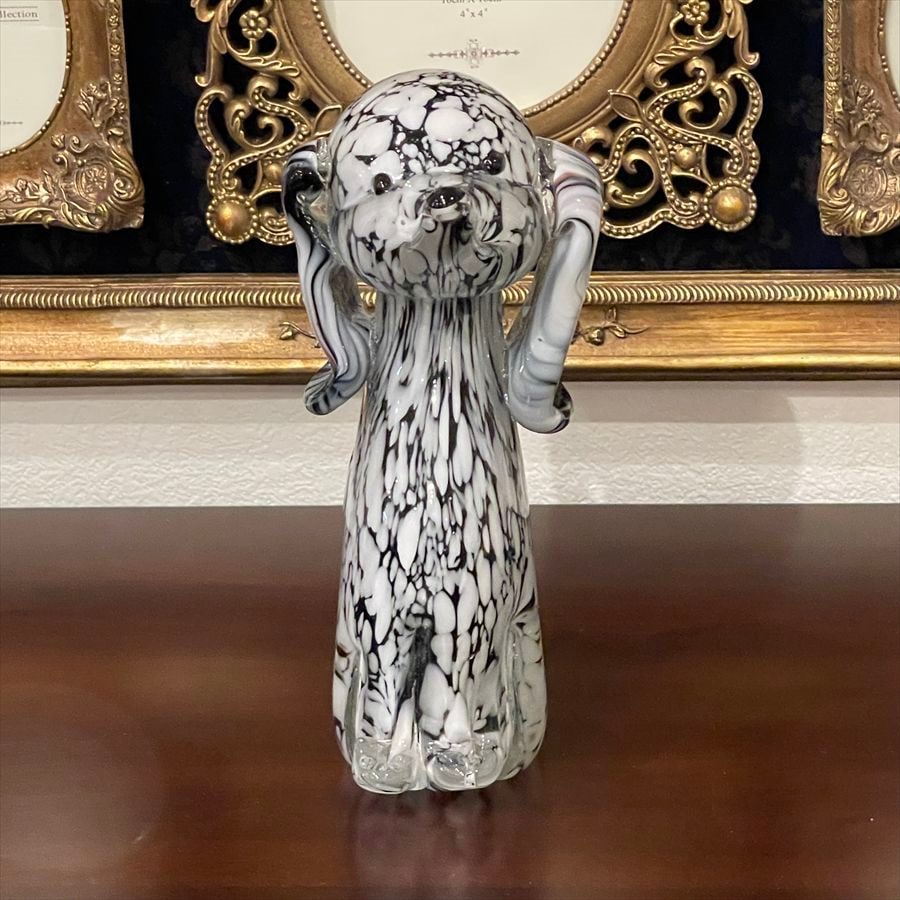 ガラス ドック 置物 高さ18cm 犬