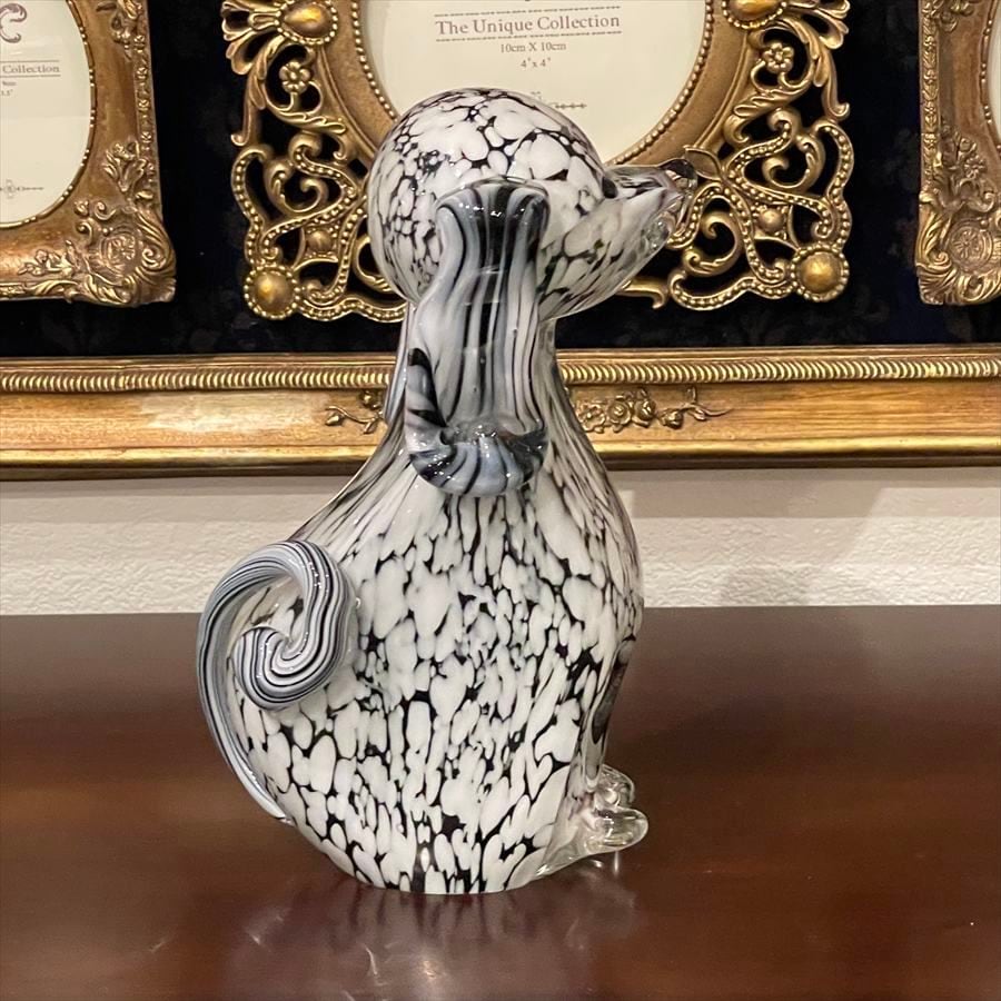 ガラス ドック 置物 高さ18cm 犬