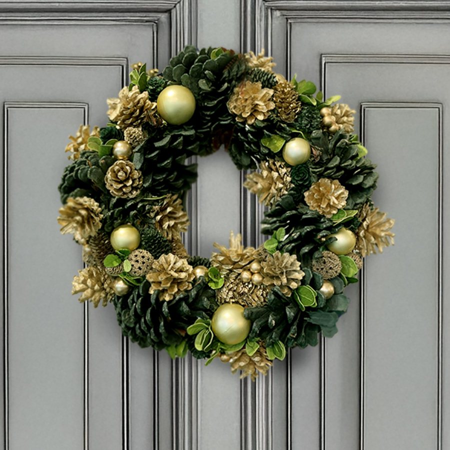 クリスマスリース Mサイズ 34cm ゴールド クリスマスデコレーション