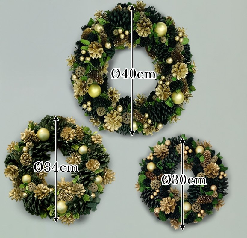 クリスマスリース Mサイズ 34cm ゴールド クリスマスデコレーション