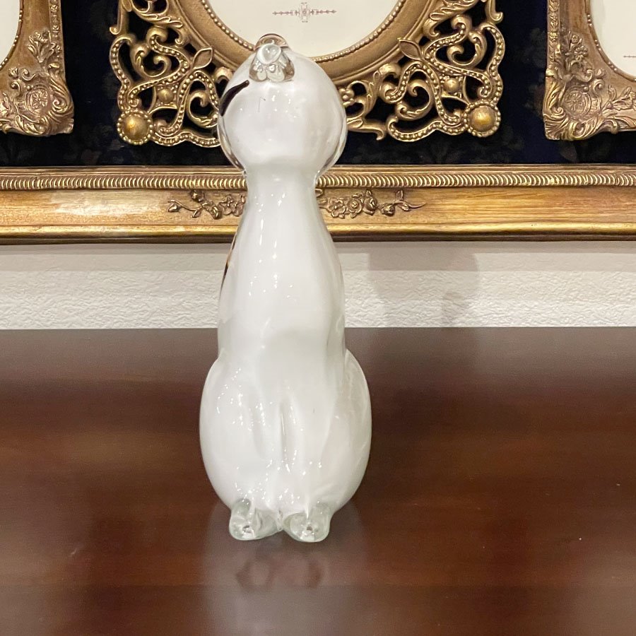 ガラス ネコ 置物  高さ17.5cm 猫