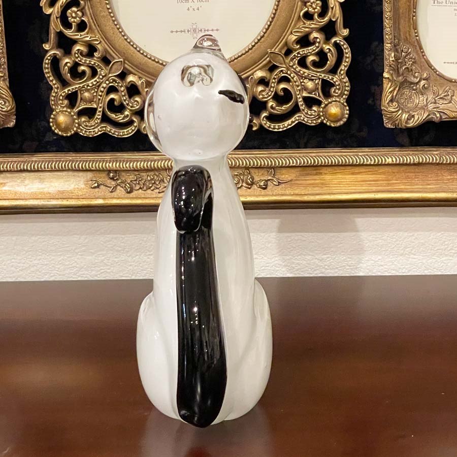 ガラス ネコ 置物  高さ17.5cm 猫