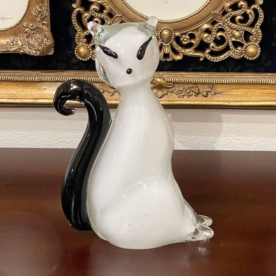 ガラス ネコ 置物  高さ17.5cm 猫