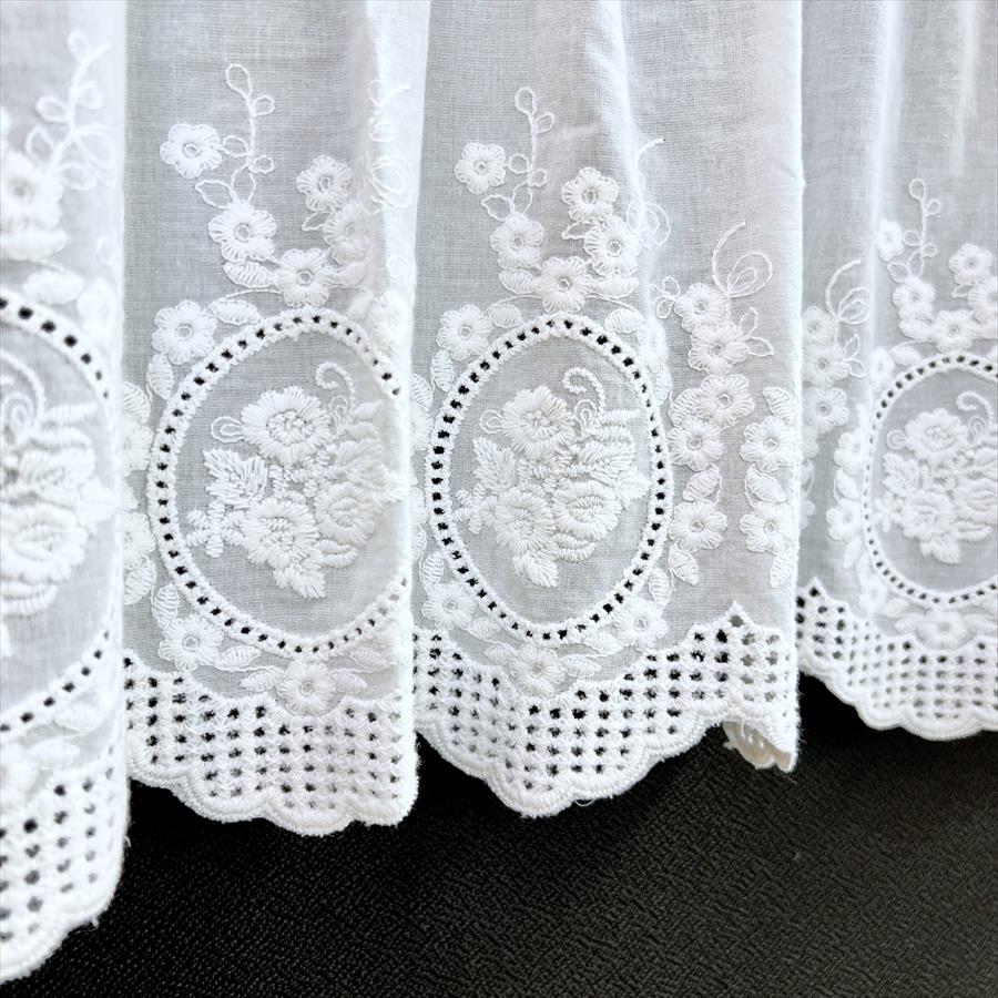 コットンカフェカーテン 高さ30×幅120cm 6サイズ展開 ホワイト