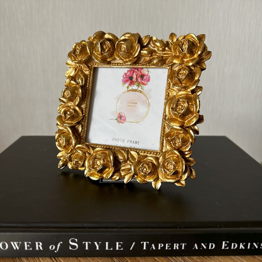 写真立て ローズ  正方形 ゴールドフォトフレーム