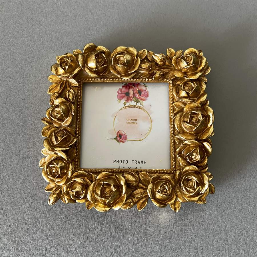 写真立て ローズ  正方形 ゴールドフォトフレーム