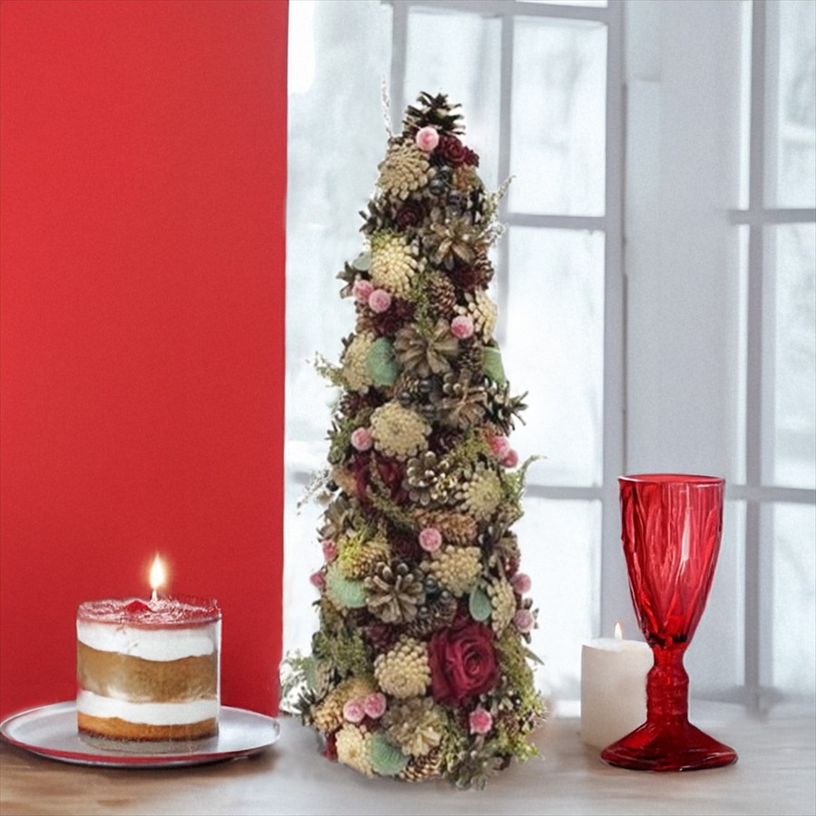 クリスマスツリー オーナメント Lサイズ ローズ 直径約20cm 高さ50cm