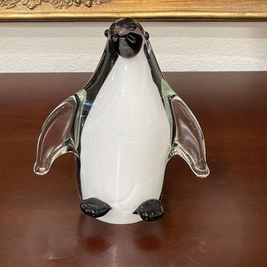 ガラス ペンギン 置物  高さ12cm